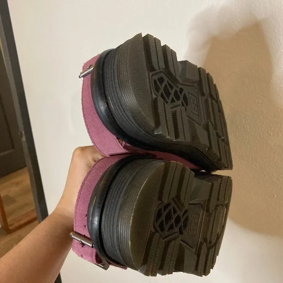 Dr. Martens Zeb Zag Chunky Sole Suede Mule Clogs in Muted Purple - Picture 9 of 12